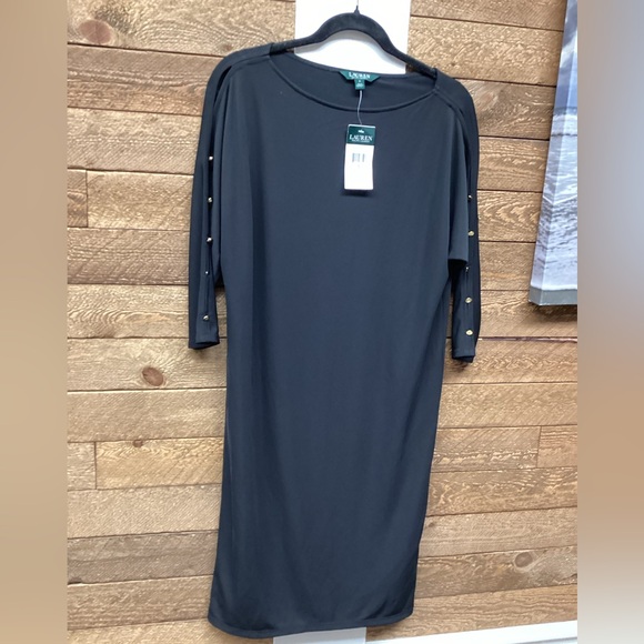 – Lauren Ralph Lauren Black Button-Sleeve Dress (Size S) - Picture 3 of 8